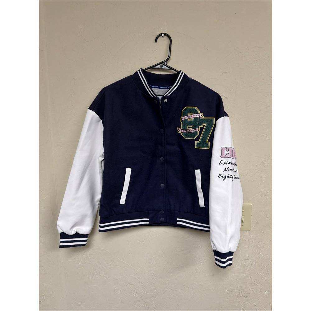 Limited Too Girls Relaxed Fit Snap Closure Varsity Jacket Sz Large (12-14)